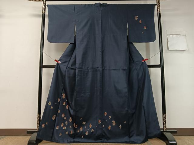 平和屋着物●本場染大島紬　訪問着　更紗花鳥文　正絹　逸品　CABB5102vp