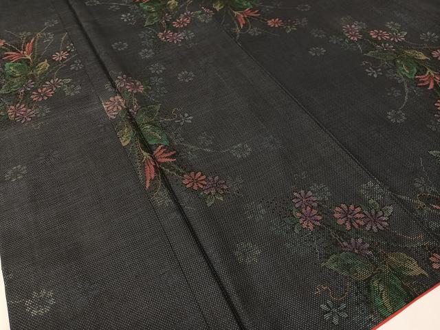 平和屋着物●本場大島紬　9マルキ　草花文　正絹　逸品　CABB5103vp