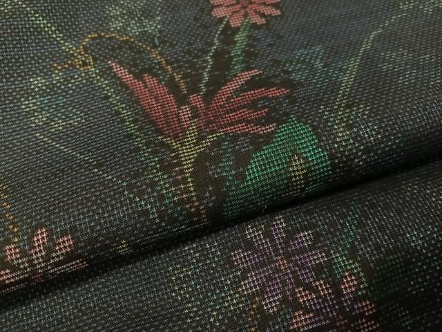 平和屋着物●本場大島紬　9マルキ　草花文　正絹　逸品　CABB5103vp
