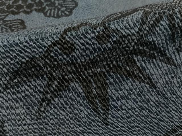 平和屋着物●上質な小紋 本藍 型絵染 流水花文 鬼しぼ縮緬 正絹 逸品 CABB5106vp