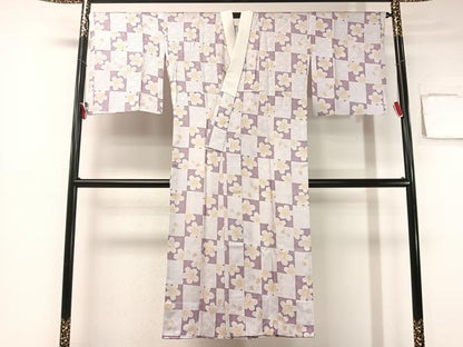 平和屋着物●長襦袢　無双仕立て　市松舞桜　正絹　逸品　CABB5113vp