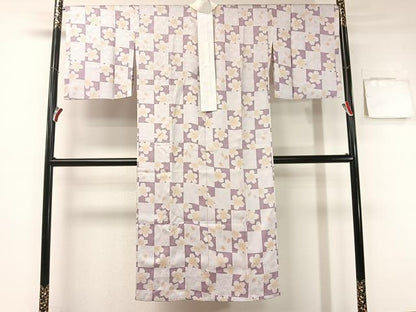平和屋着物●長襦袢　無双仕立て　市松舞桜　正絹　逸品　CABB5113vp