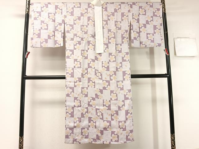 平和屋着物●長襦袢　無双仕立て　市松舞桜　正絹　逸品　CABB5113vp