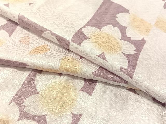 平和屋着物●長襦袢　無双仕立て　市松舞桜　正絹　逸品　CABB5113vp