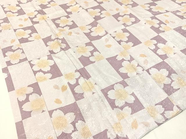 平和屋着物●長襦袢　無双仕立て　市松舞桜　正絹　逸品　CABB5113vp