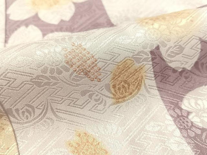 平和屋着物●長襦袢　無双仕立て　市松舞桜　正絹　逸品　CABB5113vp