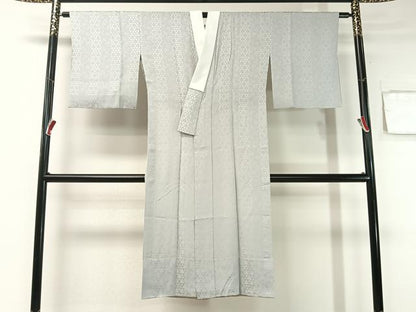 平和屋着物●長襦袢　無双仕立て　南天鱗地紋　白鼠色　正絹　逸品　CABB5114vp