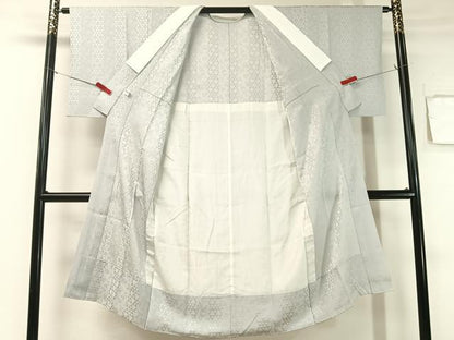 平和屋着物●長襦袢　無双仕立て　南天鱗地紋　白鼠色　正絹　逸品　CABB5114vp