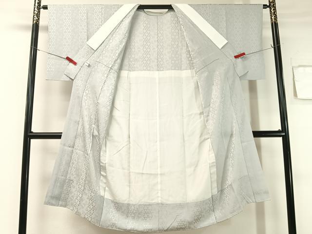 平和屋着物●長襦袢　無双仕立て　南天鱗地紋　白鼠色　正絹　逸品　CABB5114vp
