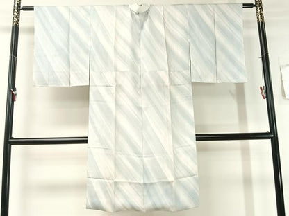 平和屋着物●長襦袢 袷 斜線文 紗綾型地紋 暈し染め 正絹 逸品 未使用 CABB5115vp