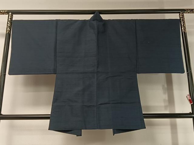 平和屋着物●男性 紬 アンサンブル 留紺色 正絹 逸品 CABB5117vp