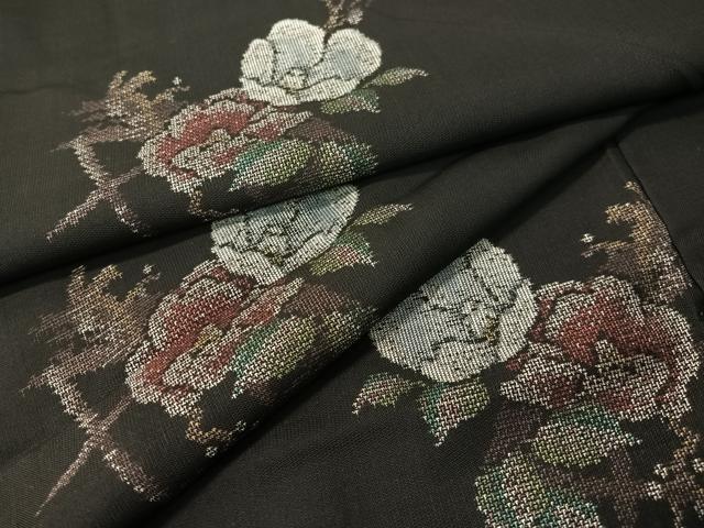 平和屋着物●本場大島紬 9マルキ 地空き 枝花文 正絹 逸品 CABB5118vp