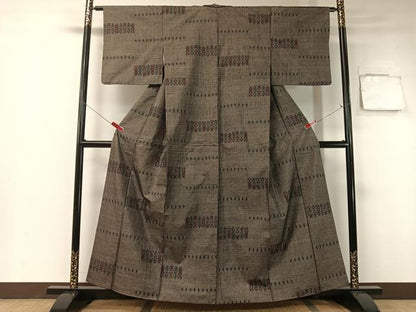 平和屋着物●本場大島紬 9マルキ 横段吉祥文 正絹 逸品 CABB5121vp