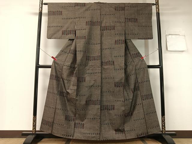 平和屋着物●本場大島紬 9マルキ 横段吉祥文 正絹 逸品 CABB5121vp