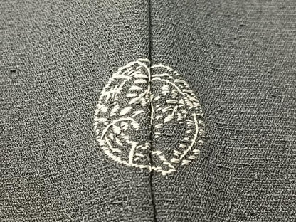 平和屋着物●上質な色無地 藍墨茶色 お召縮緬 正絹 逸品 CABB5123vp