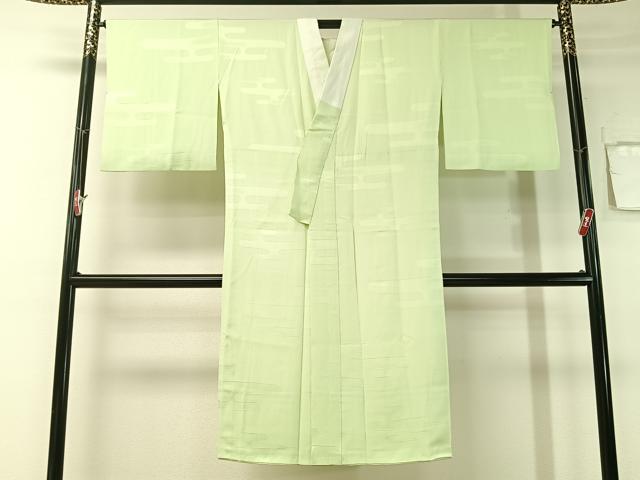 平和屋着物●長襦袢 袷 霊芝草木染 エ霞地紋 若芽色 正絹 逸品 CABB5125vp