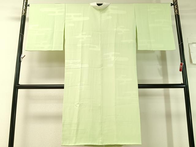 平和屋着物●長襦袢 袷 霊芝草木染 エ霞地紋 若芽色 正絹 逸品 CABB5125vp