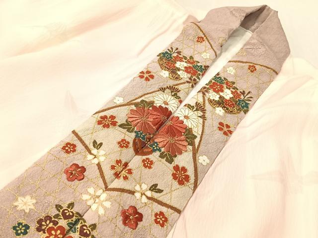 平和屋着物●長襦袢 袷 絞り 折り鶴 暈し染め 半衿刺繍 正絹 逸品 未使用 CABB5129vp