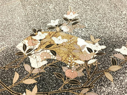 平和屋着物●訪問着 地紙枝花文 たたき染め 金彩 正絹 逸品 CABB5135vp