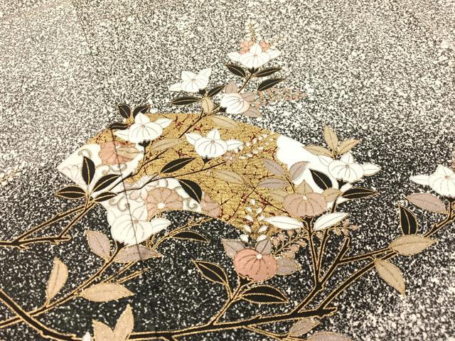 平和屋着物●訪問着 地紙枝花文 たたき染め 金彩 正絹 逸品 CABB5135vp