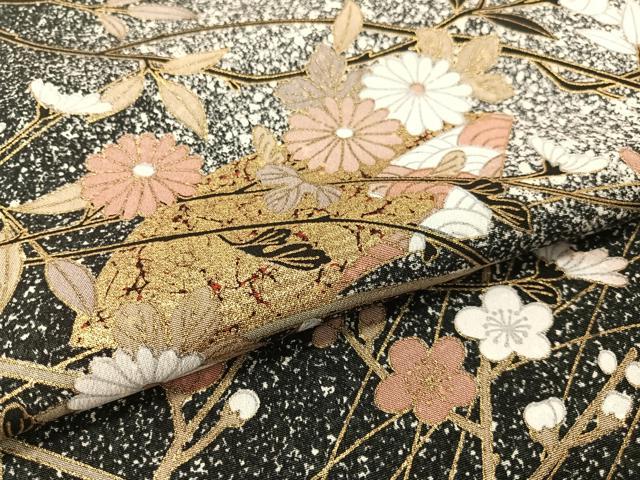平和屋着物●訪問着 地紙枝花文 たたき染め 金彩 正絹 逸品 CABB5135vp