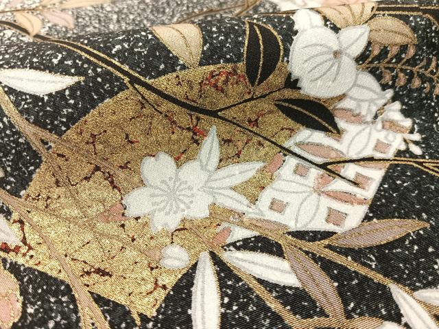 平和屋着物●訪問着 地紙枝花文 たたき染め 金彩 正絹 逸品 CABB5135vp