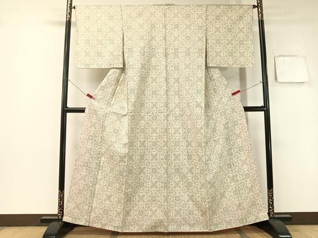 平和屋着物●本場大島紬 白大島 7マルキ 吉祥花文 正絹 逸品 未使用 CABB5136vp