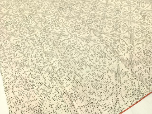 平和屋着物●本場大島紬 白大島 7マルキ 吉祥花文 正絹 逸品 未使用 CABB5136vp