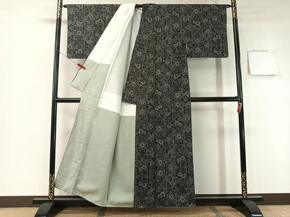 平和屋着物●本場大島紬 7マルキ 草花文 正絹 逸品 CABB5137vp