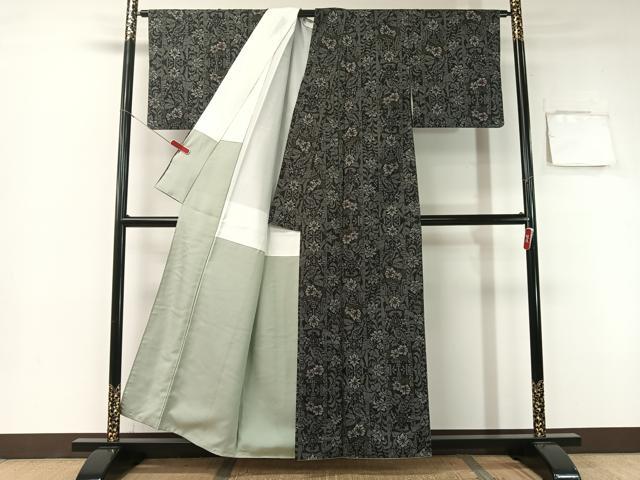 平和屋着物●本場大島紬 7マルキ 草花文 正絹 逸品 CABB5137vp