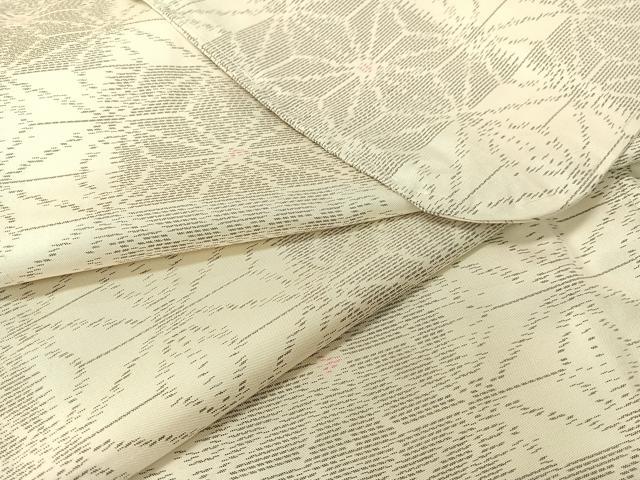 平和屋着物●本場大島紬 白大島 市松麻の葉文 正絹 逸品 未使用 CABB5140vp