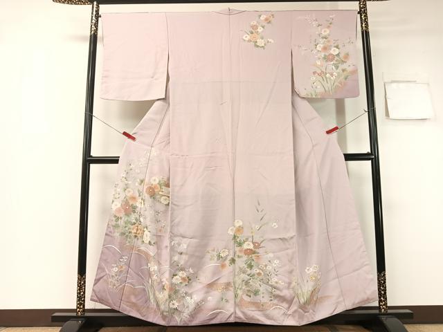 平和屋着物●訪問着 雪輪草花文 暈し染め 金彩 正絹 逸品 未使用 CABB5143vp