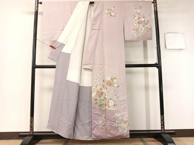平和屋着物●訪問着 雪輪草花文 暈し染め 金彩 正絹 逸品 未使用 CABB5143vp