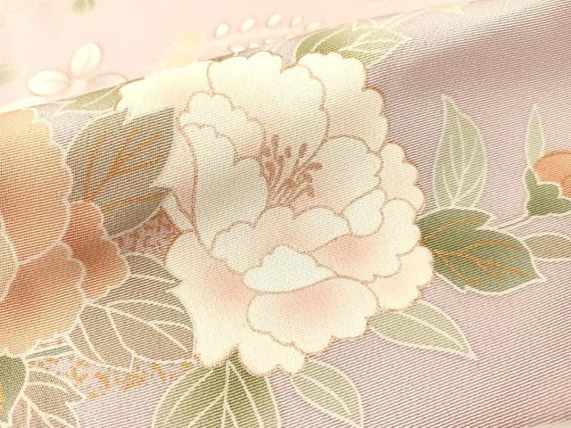 平和屋着物●訪問着 雪輪草花文 暈し染め 金彩 正絹 逸品 未使用 CABB5143vp