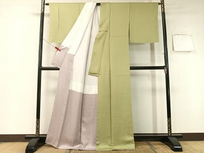平和屋着物●上質な色無地 柳茶色 正絹 逸品 未使用 CABB5145vp