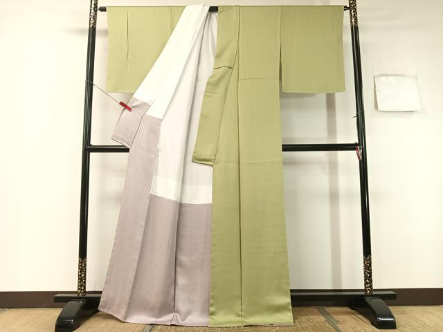 平和屋着物●上質な色無地 柳茶色 正絹 逸品 未使用 CABB5145vp