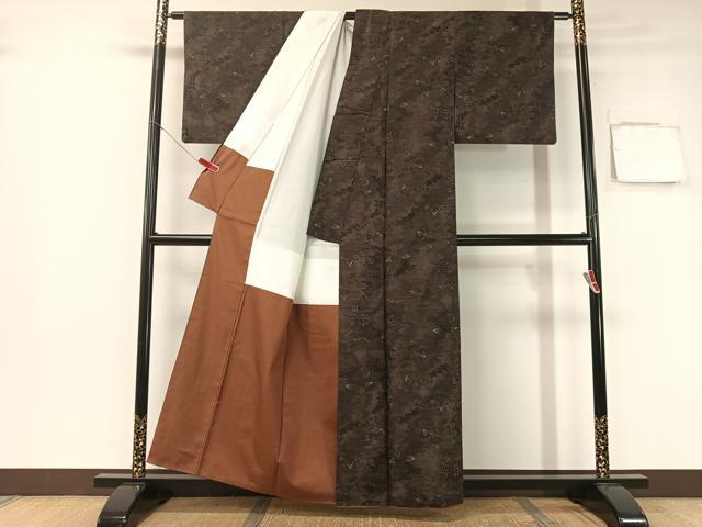 平和屋着物●上質な紬 南天文 正絹 逸品 CABB5146vp