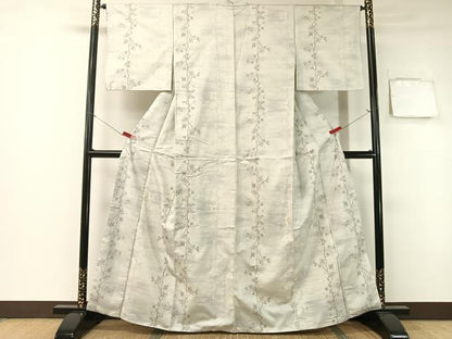 平和屋着物●都喜ヱ門 本場大島紬 白大島 藤絹織物謹製 9マルキ 枝木の実 正絹 逸品 CABB5147vp