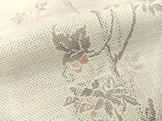 平和屋着物●都喜ヱ門 本場大島紬 白大島 藤絹織物謹製 9マルキ 枝木の実 正絹 逸品 CABB5147vp
