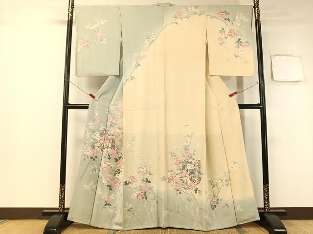 平和屋着物●訪問着 友禅 御所車枝花文 暈し染め 正絹 逸品 CABB5148vp