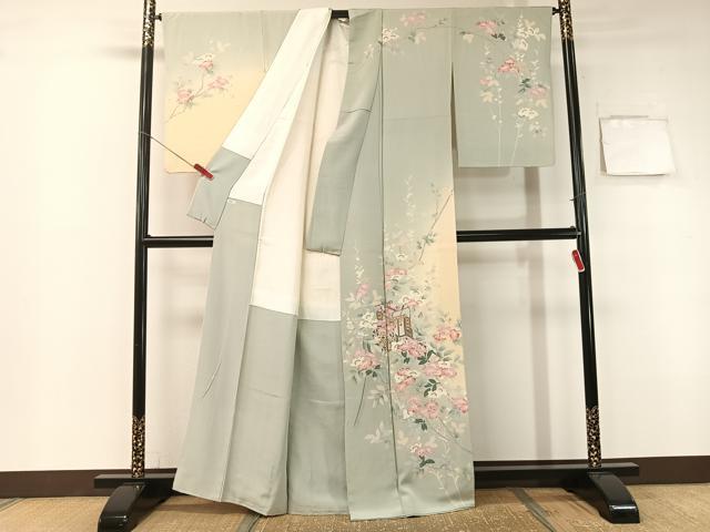平和屋着物●訪問着 友禅 御所車枝花文 暈し染め 正絹 逸品 CABB5148vp