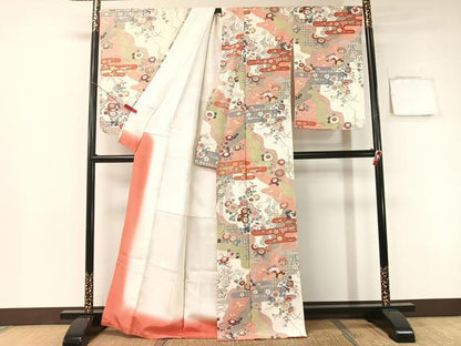 平和屋着物●上質な小紋 京都清水 地主神社 道長霞花鳥文 金銀彩 正絹 逸品 CABB5149vp