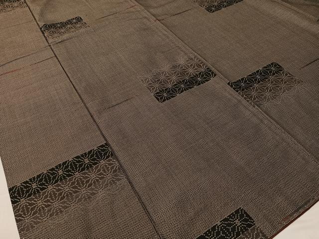 平和屋着物●本場大島紬　9マルキ　横段麻の葉文　正絹　逸品　CABB5151vp