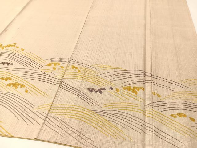 平和屋着物●訪問着　紬地　手描き　立波芝花文　やまと誂製　正絹　逸品　CABB5152vp