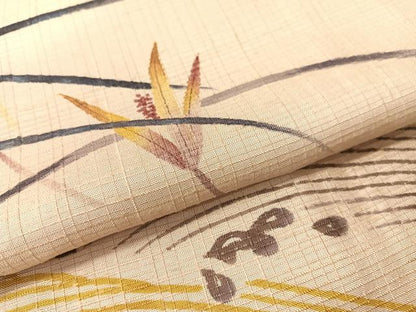 平和屋着物●訪問着　紬地　手描き　立波芝花文　やまと誂製　正絹　逸品　CABB5152vp