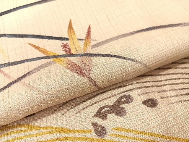 平和屋着物●訪問着　紬地　手描き　立波芝花文　やまと誂製　正絹　逸品　CABB5152vp