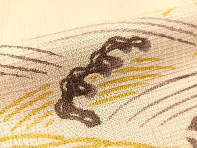 平和屋着物○訪問着 紬地 刺繍 立波花文 金糸 正絹 逸品 AABC9360ph