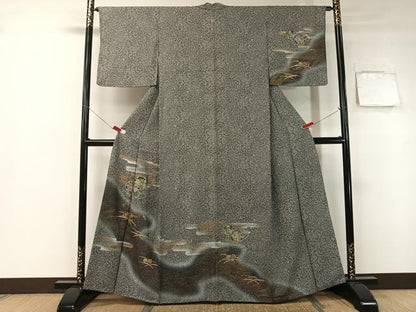 平和屋着物●訪問着　霞花鼓文　たたき染め　金銀彩　正絹　逸品　CABB5155vp