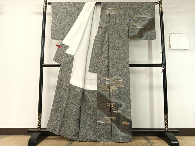 平和屋着物●訪問着　霞花鼓文　たたき染め　金銀彩　正絹　逸品　CABB5155vp 平和屋着物○訪問着 霞花鼓文 たたき染め 金銀彩 正絹 逸品 CABB5155vp