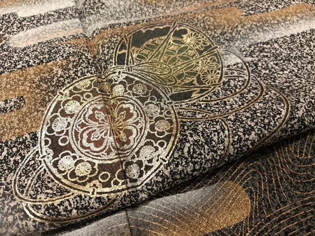 平和屋着物●訪問着　霞花鼓文　たたき染め　金銀彩　正絹　逸品　CABB5155vp 平和屋着物○訪問着 霞花鼓文 たたき染め 金銀彩 正絹 逸品 CABB5155vp